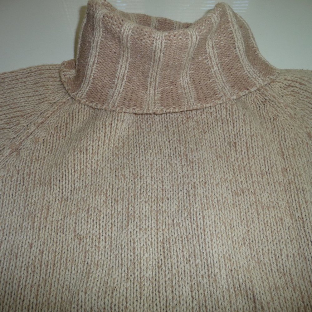 ITALIAN BRAND WOMEN TAN WOOL BLEND TURTLE NECK SWEATER SIZE L